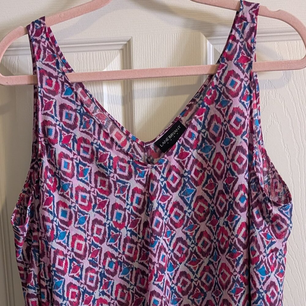 Lane Bryant Womens Plus Size 16 Sleeveless Dbl Layer Sheer  Red/Blue